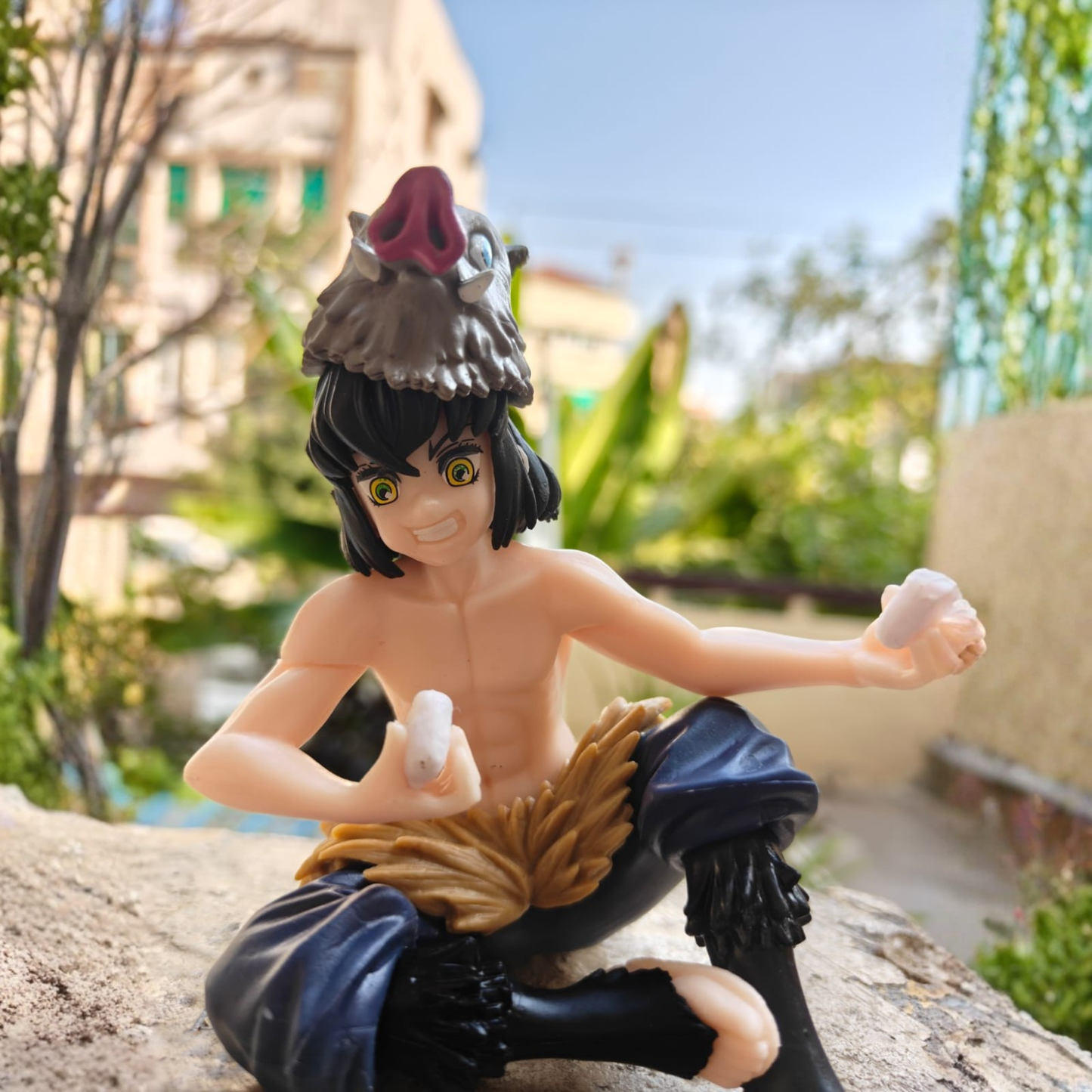 Inosuke Hashibira Sitting Action Figure – 14cm | Demon Slayer Collectible