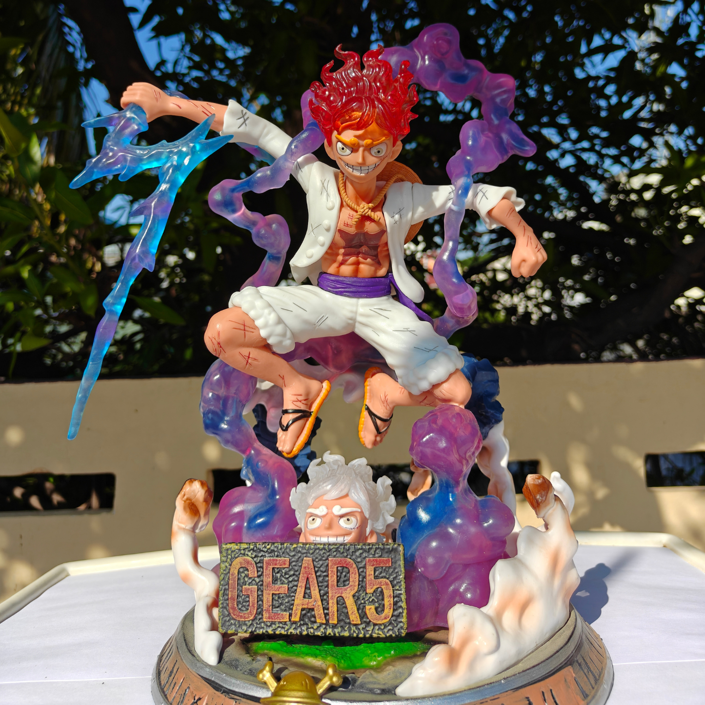 Luffy Gear 5 Double Head Premium Big Figure — 37 cm (With Base Light)